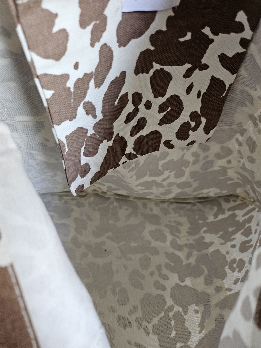 LOFT Brown and Cream Cowprint Canvas Tote with LOVE LOFT Straps - Picture 2 of 9